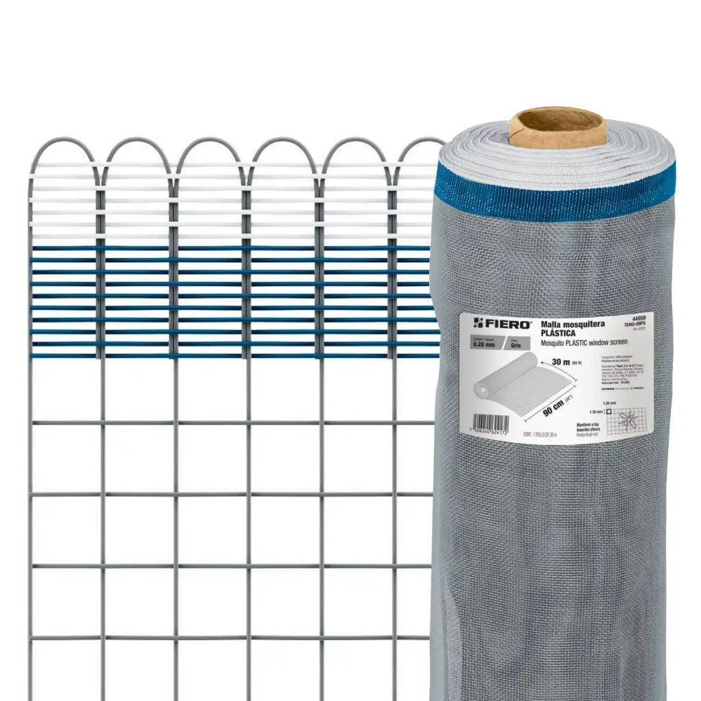 TELA MOSQUITERA PLASTICA 0.9M GRIS FIERO (TRUPER) 44959 (METRO)