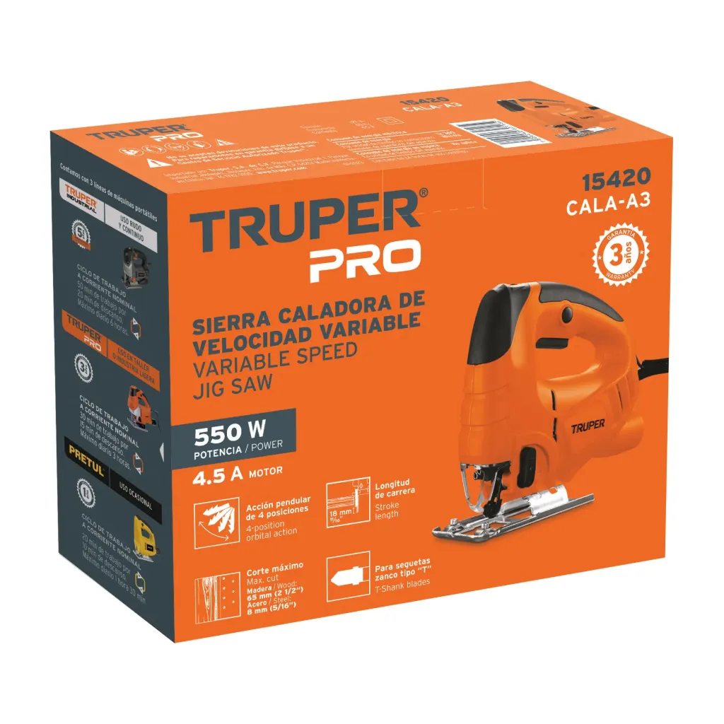 SIERRA CALADORA 550W 4,5A (VEL. VARIABLE) TRUPER PRO 15420