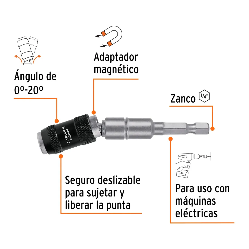EXTENSION ARTICULADA MAGNETICA 4¾" PARA PUNTAS, TRUPER EXPERT 101965