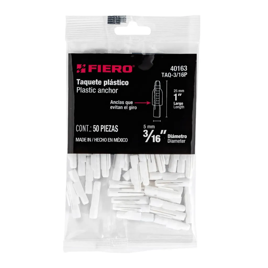TAQUETE PLASTICO 3/16 BOLSA 50PZ FIERO (TRUPER) 40163