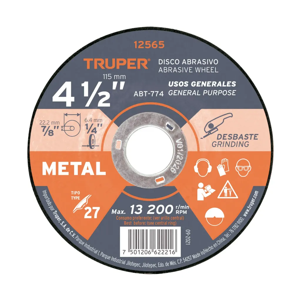 DISCO DE DESBASTE 4 1/2" TRUPER 12565