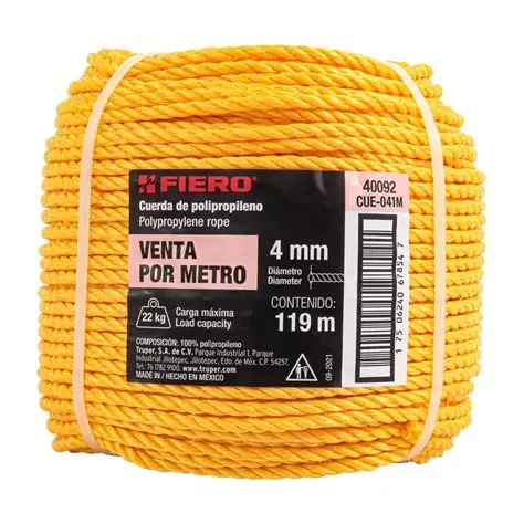 [40092] ROLLO CUERDA 4MM POLIPROPILENO (119M) FIERO (TRUPER) 40092