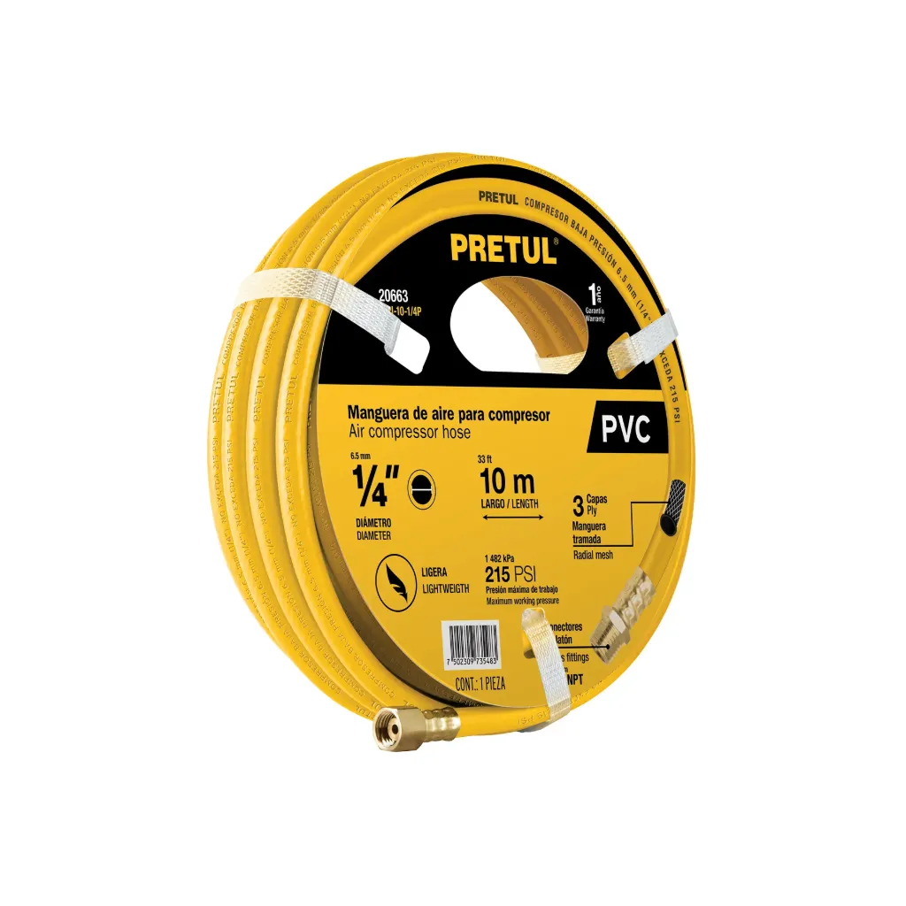 MANGUERA PARA COMPRESOR 1/4 PVC 10M PRETUL (TRUPER) 20663
