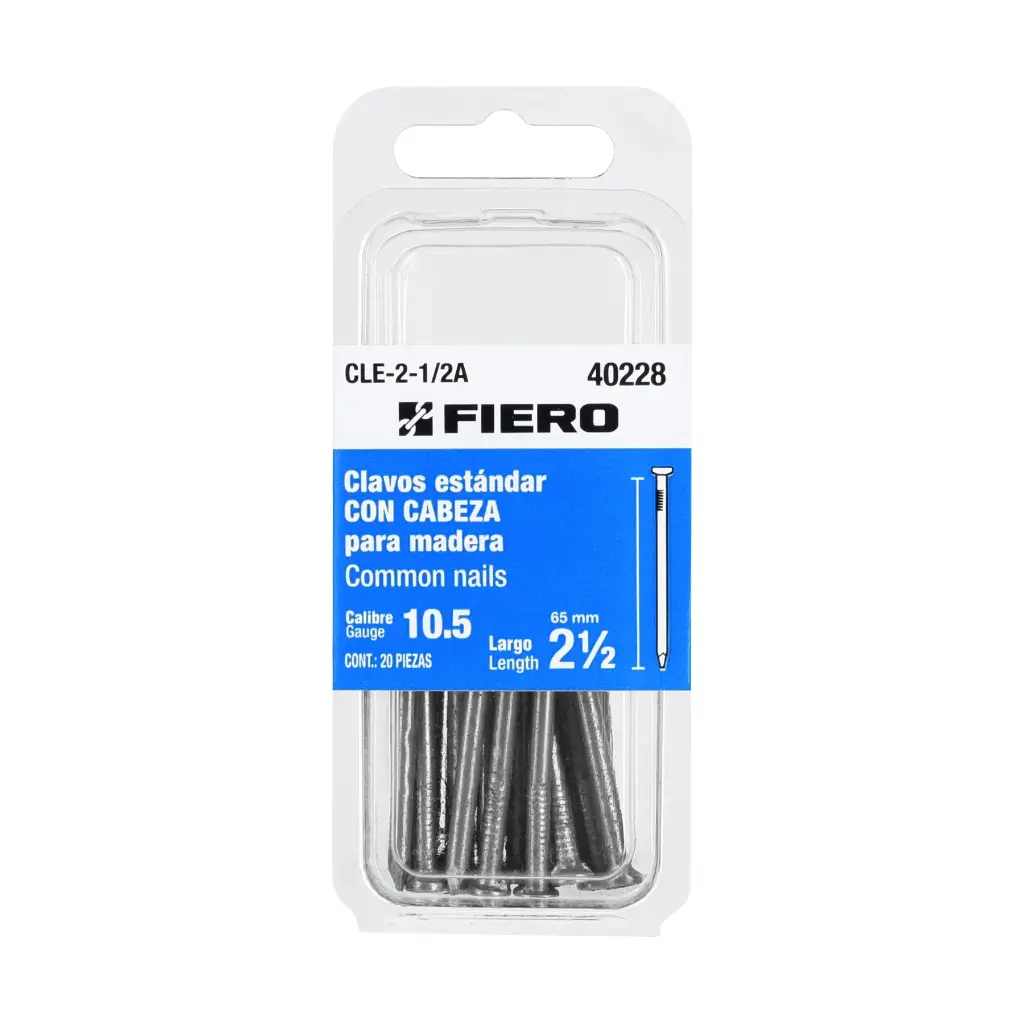CLAVO PARA MADERA 2 1/2" BLISTER FIERO (TRUPER) 40228