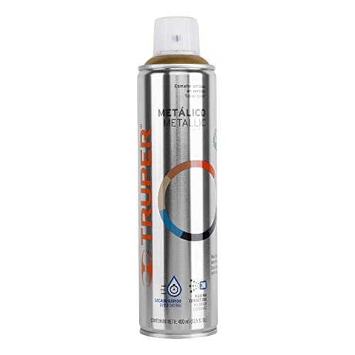 Pintura aerosol oro metálico, bote esbelto 400 ml Truper 19066