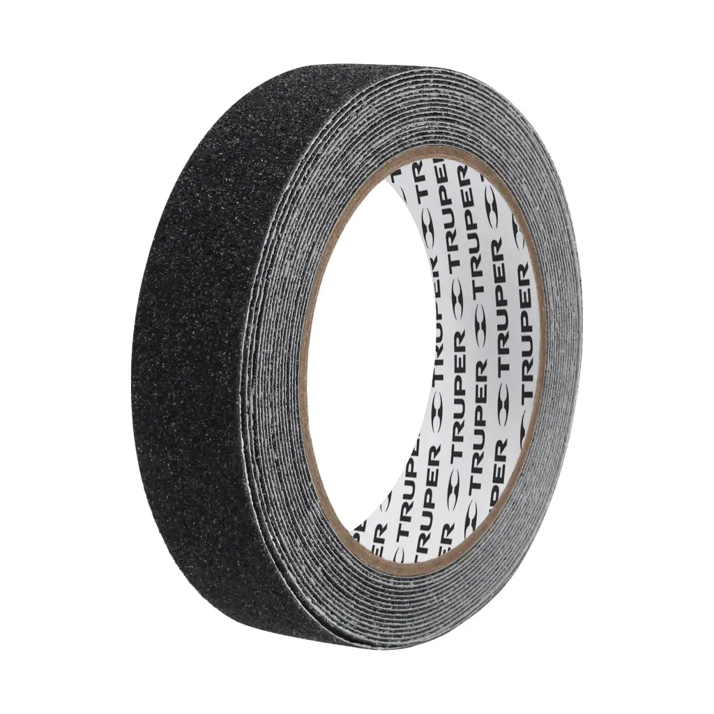 Rollo de 5 m de cinta antiderrapante negra 25mm con abrasivo 12542