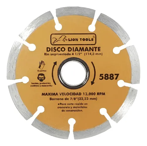 [5887] DISCO DIAMANTE 4 1/2" RIN SEGMENTADO LION TOOLS 5887