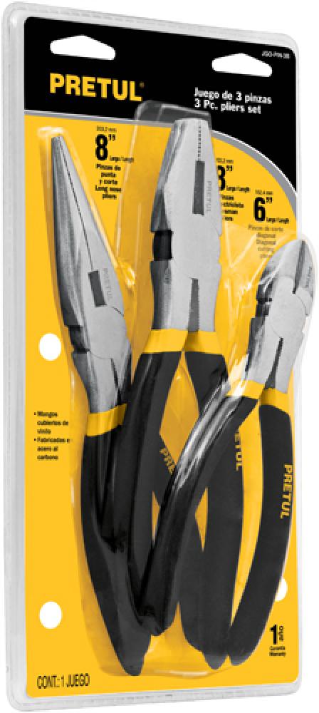 [23975] JUEGO DE 3 PINZAS CORTE 8" PRETUL (TRUPER) 23975