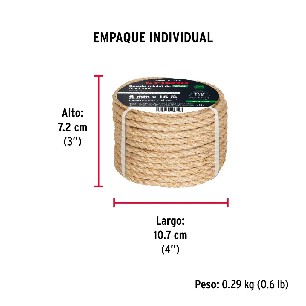 CUERDA (PIOLA) DE SISAL FIERO (TRUPER) 45657