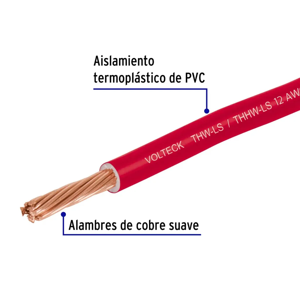ROLLO 100 METROS CABLE ELECTRICO CAL. 12 COLOR ROJO VOLTECK (TRUPER) 46060