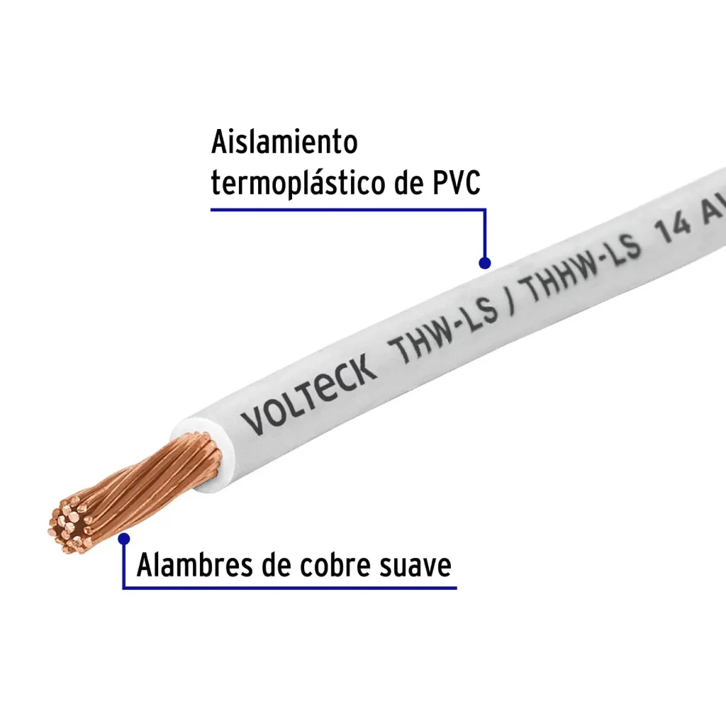ROLLO 100 METROS CABLE ELECTRICO CAL. 14 COLOR BLANCO VOLTECK (TRUPER) 46057