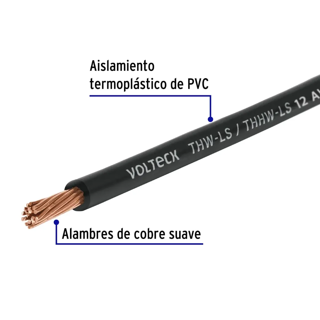 ROLLO 100 METROS CABLE ELECTRICO CAL. 12 COLOR NEGRO VOLTECK (TRUPER) 46052