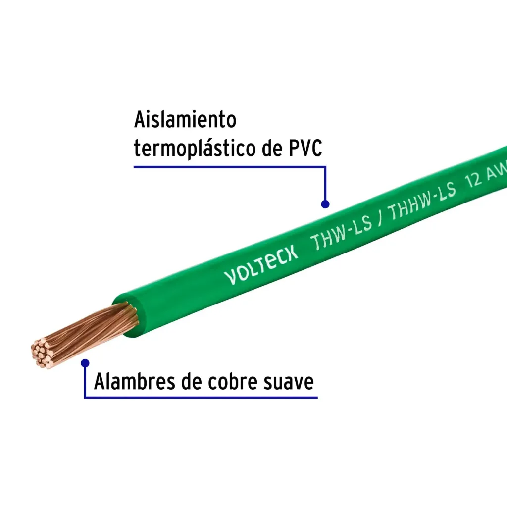 ROLLO 100 METROS CABLE ELECTRICO CAL.12 COLOR VERDE VOLTECK (TRUPER) 46064