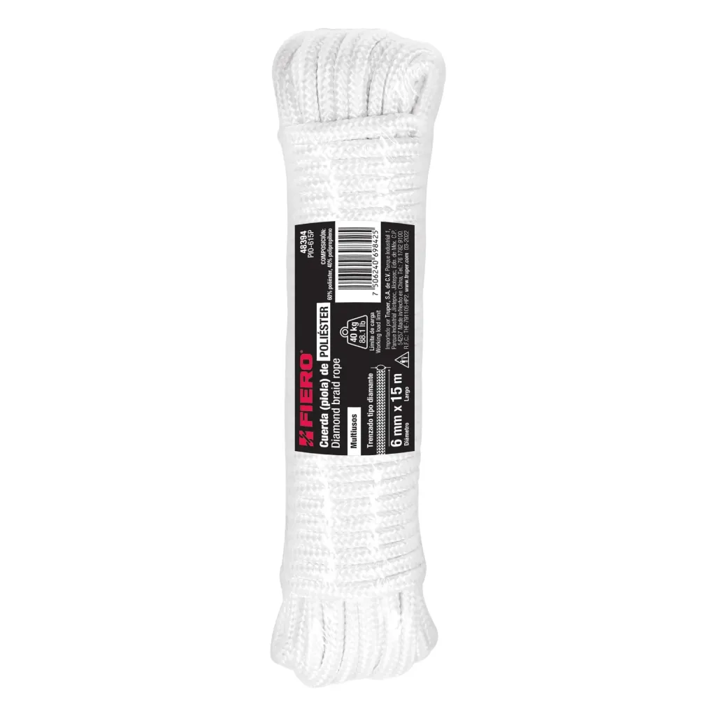 CUERDA (PIOLA) DE POLIESTER BLANCA 15MX6MM FIERO (TRUPER) 48394