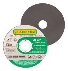 DISCO PARA CORTE DE METAL Y ACERO INOX 4½ X 1.6 mm LION TOOLS 3201