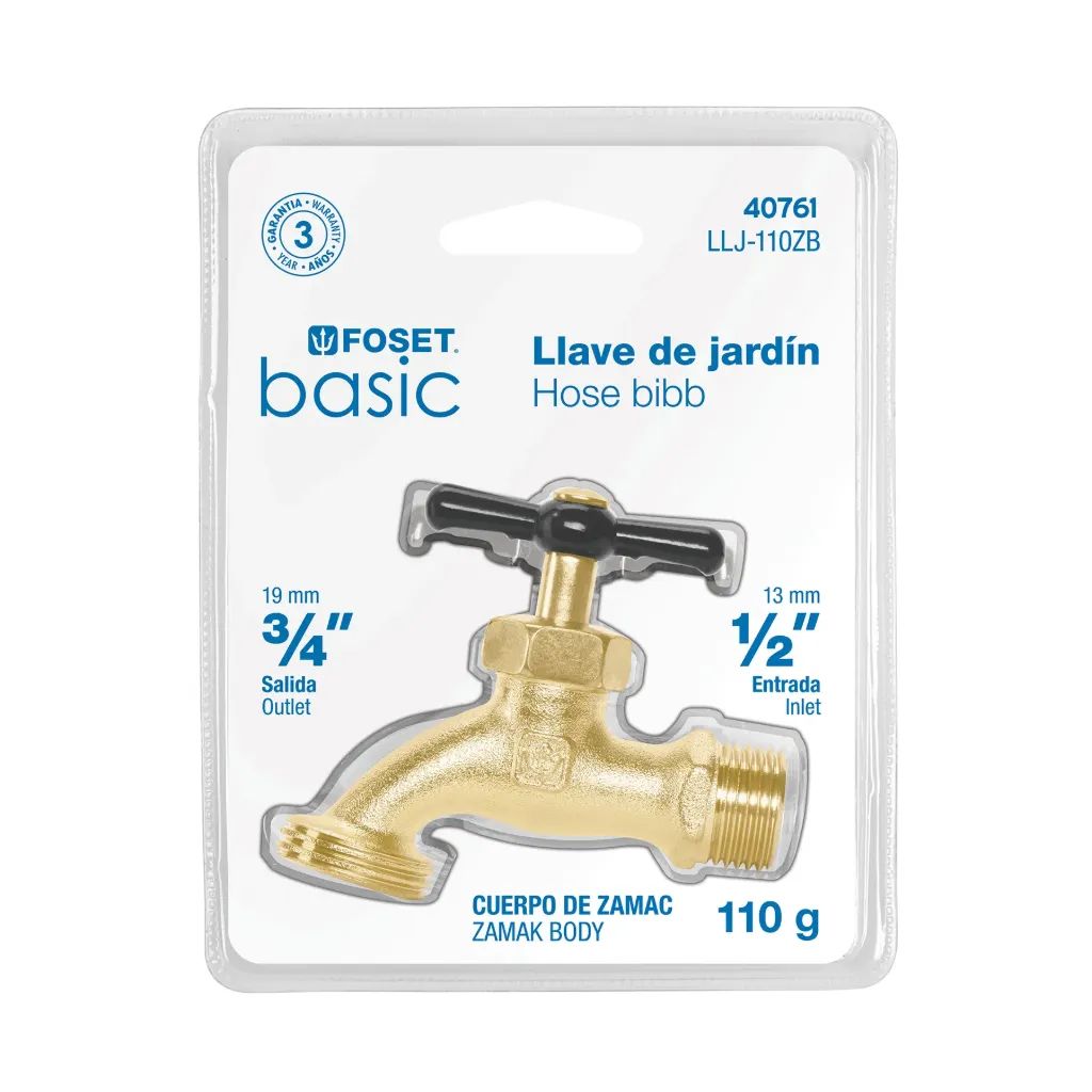 LLAVE PARA MANGUERA DE ZAMAC 110gr. 1/2" BLISTER, FOSET BASIC (TRUPER) 40761