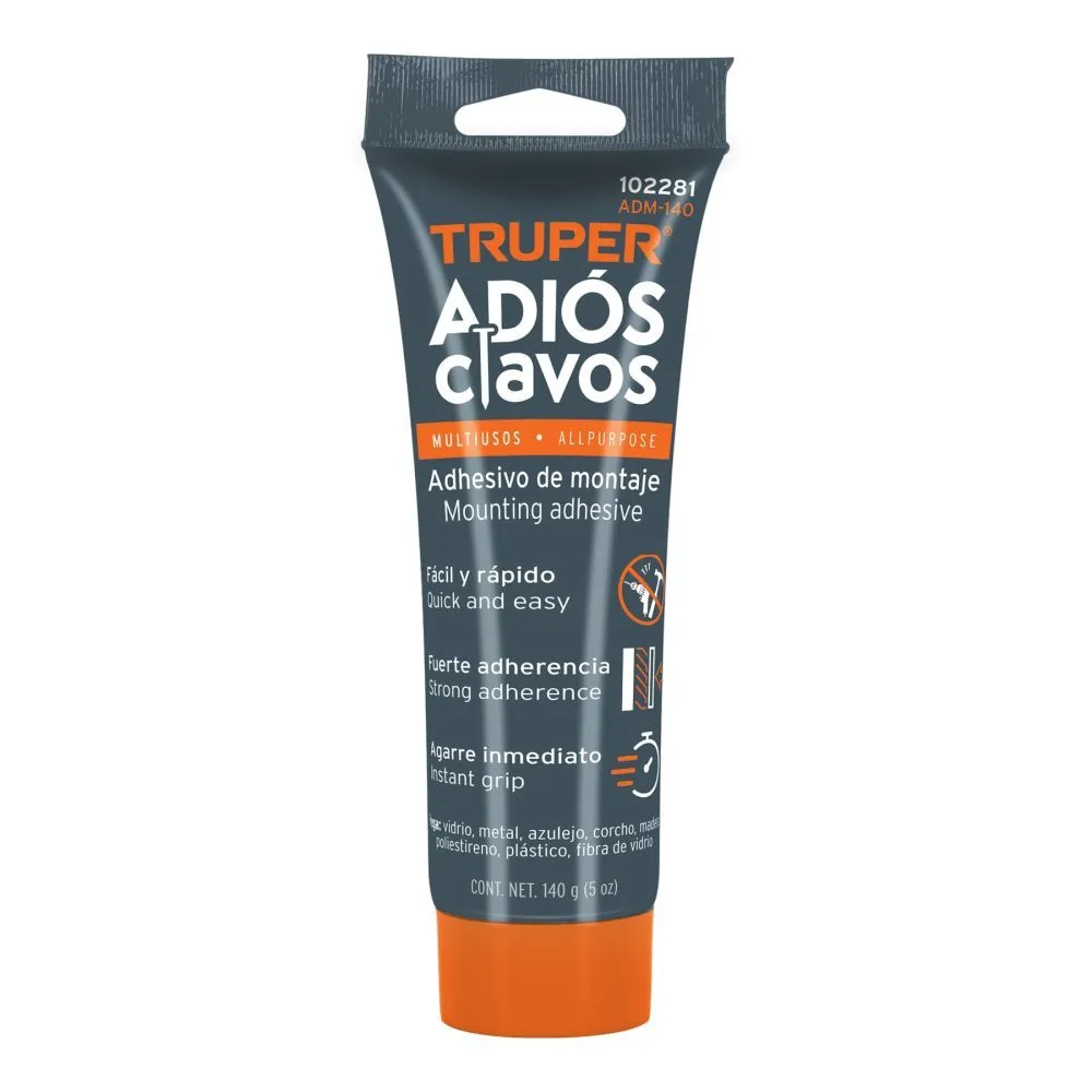 ADHESIVO DE MONTAJE ADIOS CLAVOS 140G TRUPER 102281