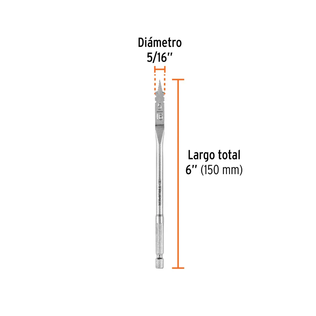 [11363] BROCA PLANA PUNTA TRISCADA 5/16" PARA MADERA, TRUPER 11363