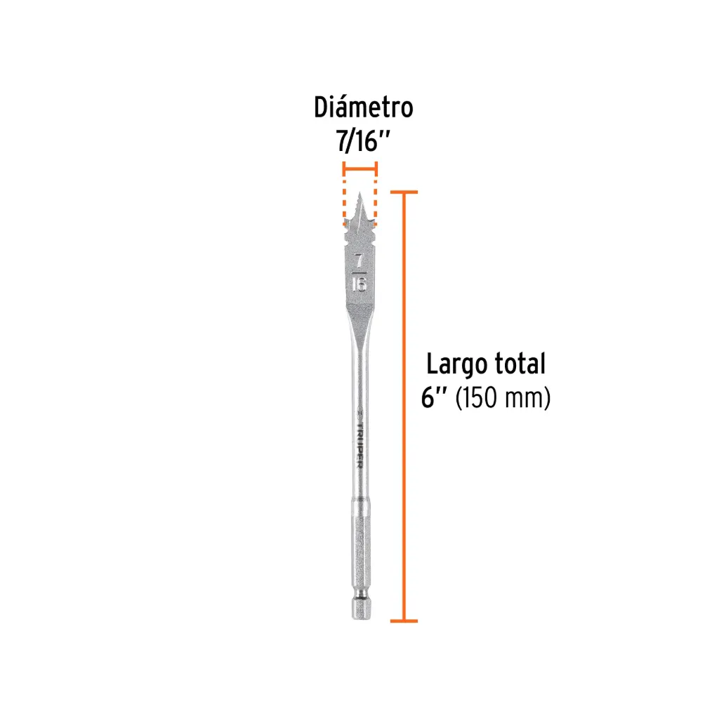 [11369] BROCA PLANA PUNTA TRISCADA 7/16" PARA MADERA, TRUPER 11369