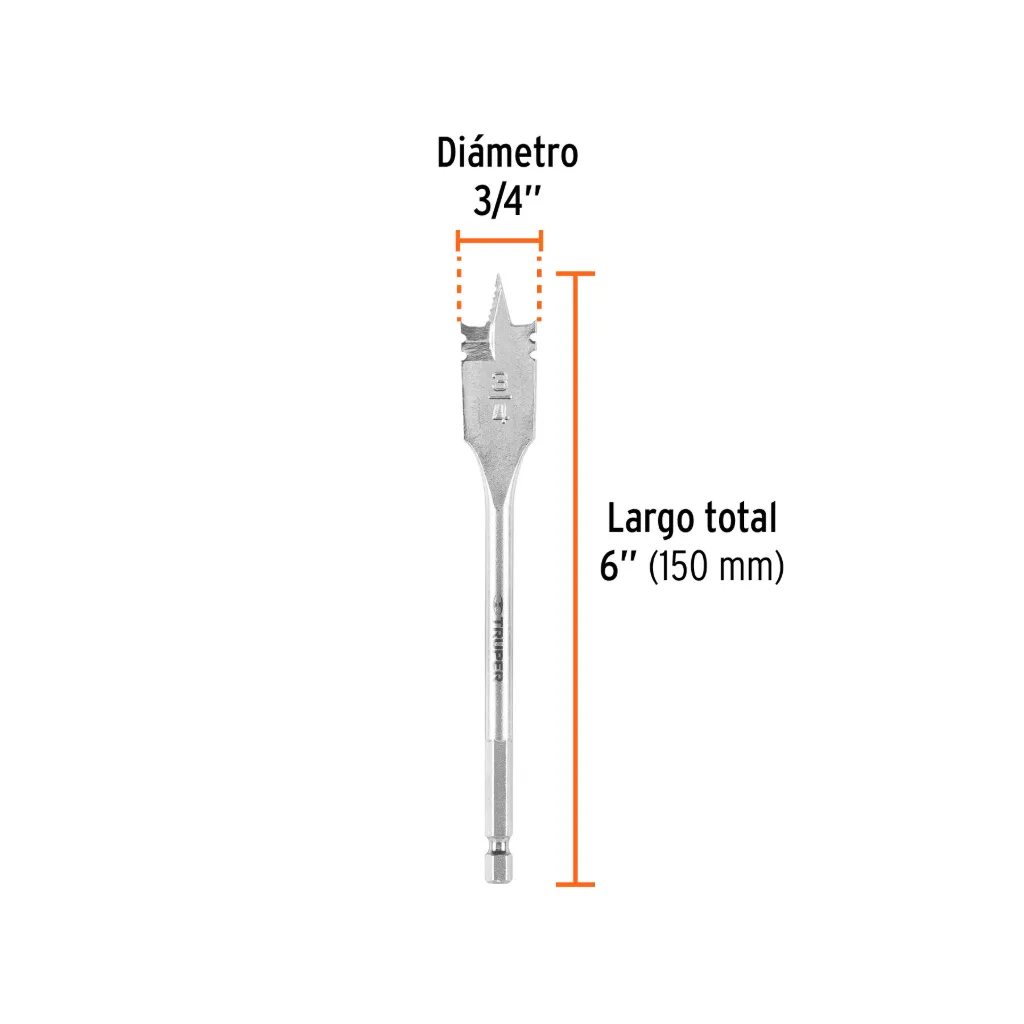 [11378] BROCA PLANA PUNTA TRISCADA 3/4" PARA MADERA, TRUPER 11378