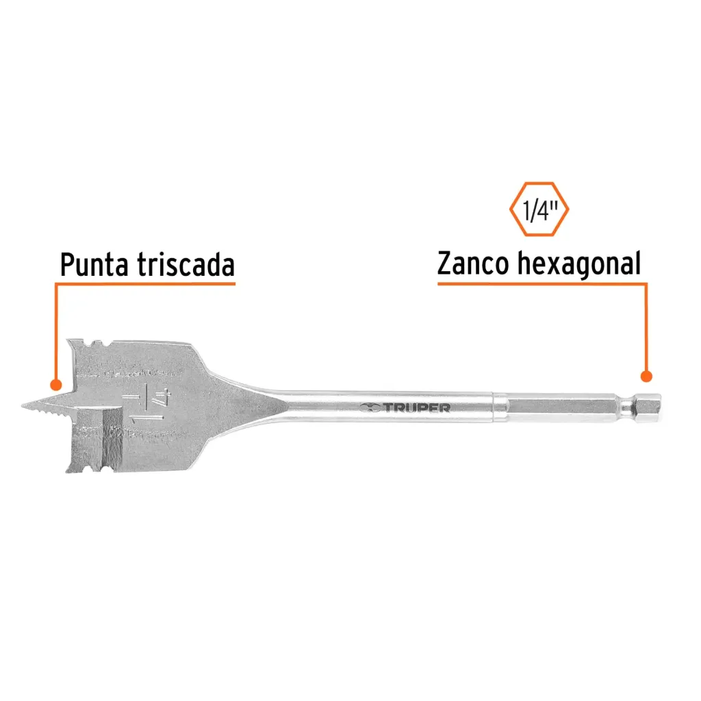 [11390] BROCA PLANA PUNTA TRISCADA 1¼", TRUPER 11390