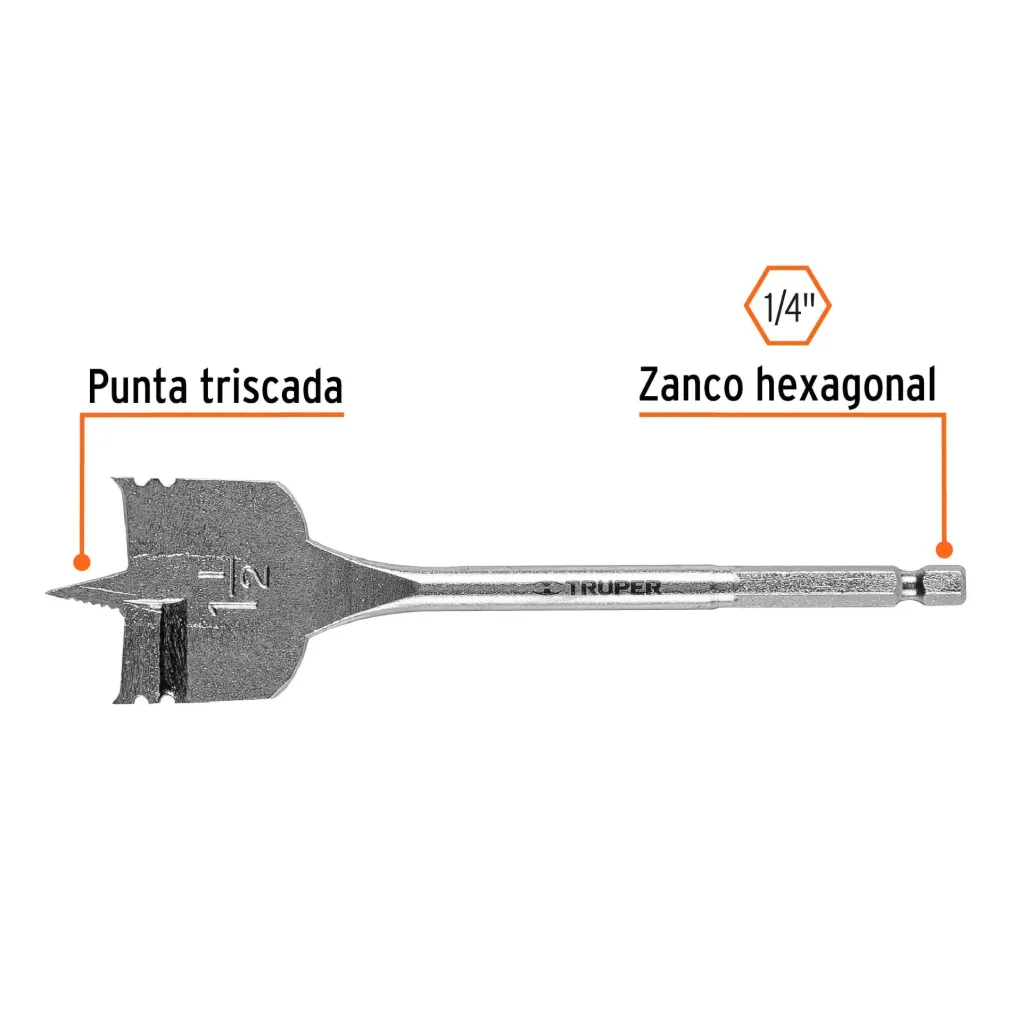 [11393] BROCA PLANA PUNTA TRISCADA 1½", TRUPER 11393
